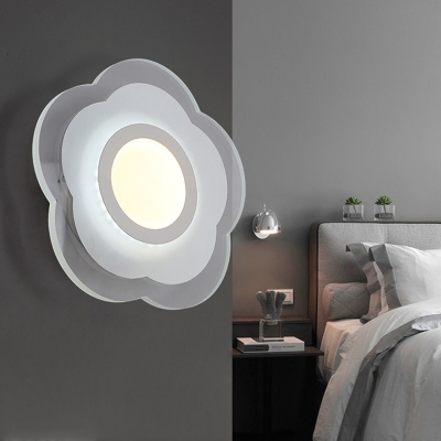 Flower Bedside Wall Lamp Acrylic Simple Style LED Sconce Light Fixture in Warm/White Light