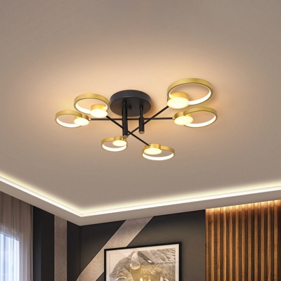 Gold Molecular Ceiling Lighting Modern Style 4/6-Bulb Acrylic Semi Flush Light in Warm/White Light