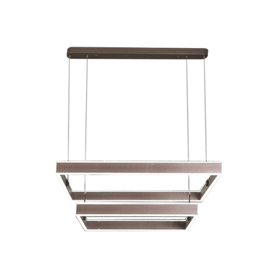 Hotel Ceiling Chandelier Modern Coffee LED Pendant Lamp with 2/4/5-Tier Square Acrylic Shade, Warm/White Light