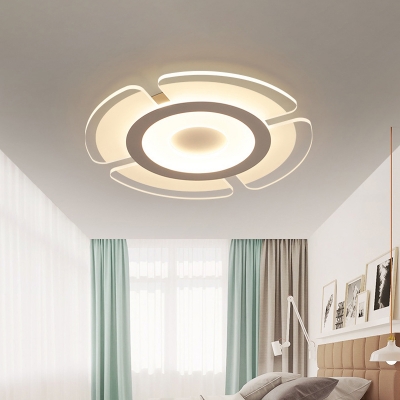LED Bedroom Ceiling Mount Light Modern White Thin Flushmount with Flower/Diamond/Snowflake Acrylic Shade