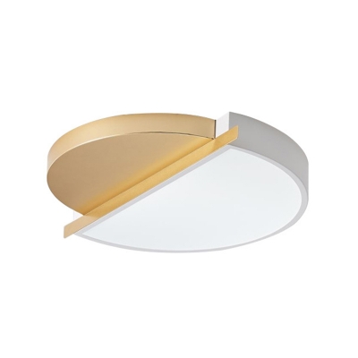 Metallic Round Flush Mount Lighting Creative Modern White and Gold LED Ceiling Lamp in White/3 Color Light, 16