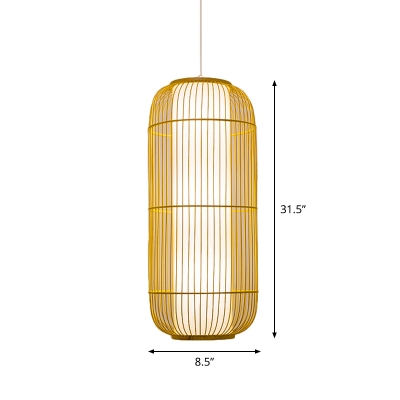 Oval/Capsule Cage Bamboo Pendulum Light Asia 16
