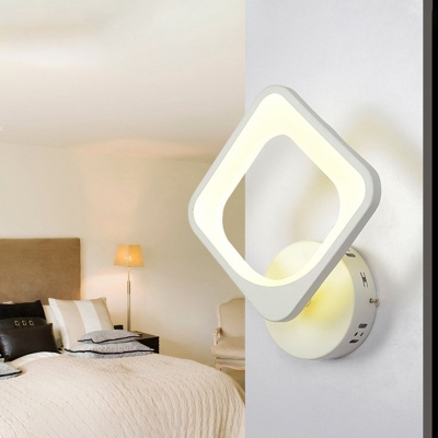 Simple LED Wall Sconce White Snowflake/Cloud/Round Wall Mount Light Fixture with Acrylic Shade for Bedroom