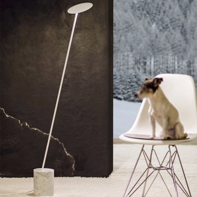 Simplicity LED Reading Floor Light White/Black Lotus Leaf Shaped Floor Lamp with Metal Shade