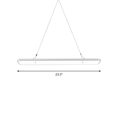 White Rectangular LED Island Light Simple Style Acrylic Hanging Lamp in Warm/White Light, 23.5