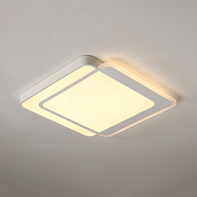 White Square/Rectangle Flushmount Lighting Simple Acrylic LED Flush Ceiling Light in Warm/White/3 Color Light