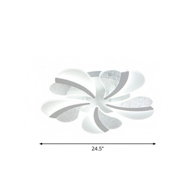 Acrylic Leaf Shaped Semi-Flush Mount Minimalist 5/9/15-Bulb LED Close to Ceiling Light in Warm/White Light