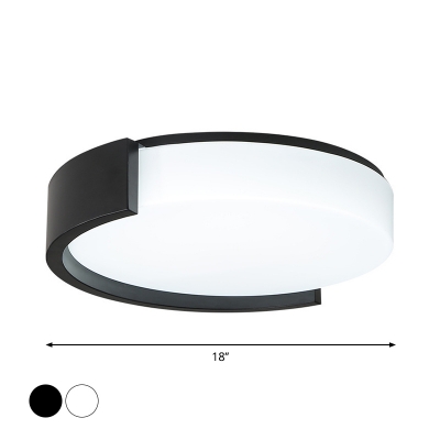Acrylic Round Flush Mounted Lamp Simple Black/White Surface Mounted LED Ceiling Light with Arched Guard, Warm/White Light