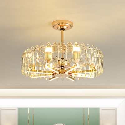Crystal Prism Light-Gold Ceiling Fan Lamp Circular 31.5