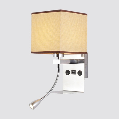 Cube Fabric Reading Wall Light Modernist 1-Bulb Black/Beige/Coffee Spotlight Wall Lamp Fixture for Bedroom
