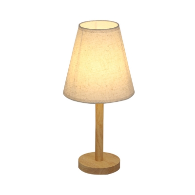 Empire Shade Living Room Night Lamp Fabric Single-Bulb Simple Table Lighting in Wood