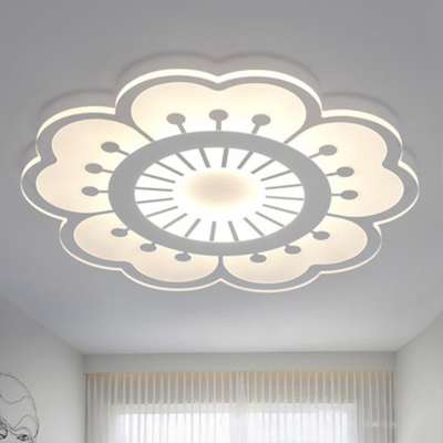 LED Bedroom Ceiling Mount Light Modern White Thin Flushmount with Flower/Diamond/Snowflake Acrylic Shade