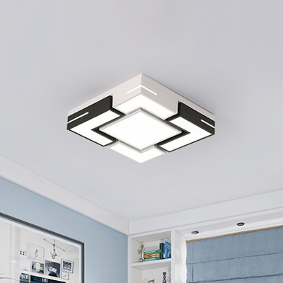 Splice Design Square Acrylic Flushmount Modern Black and White LED Flush Ceiling Light in White/3 Color Light