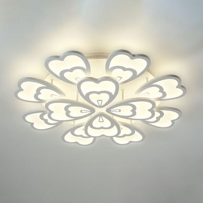 Stylish Modern 6/9/15 Ceiling Light White Peacock Tail LED Semi Flush Mount Lamp with Acrylic Shade, Warm/White Light