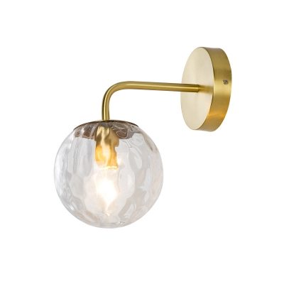 Water Glass Ball Wall Mount Light Post-Modern Single Bulb Gold/Black Wall Lamp Fixture for Bedroom