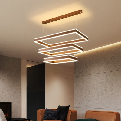 Acrylic 2/3 Layers Pendant Light Kit Contemporary Brown LED Chandelier Lighting in Warm/White Light