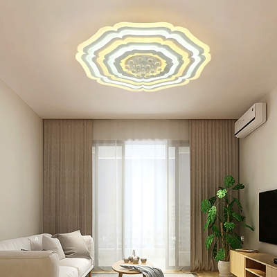 Blooming Ceiling Flush Mount Lamp Modernist Acrylic Living Room LED Flush Light in White, 8