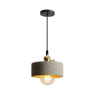 Cement Round/Cone Hanging Lamp Industrial Style 1-Light Kitchen Pendant Light Kit in Black/Grey with Rotary Switch