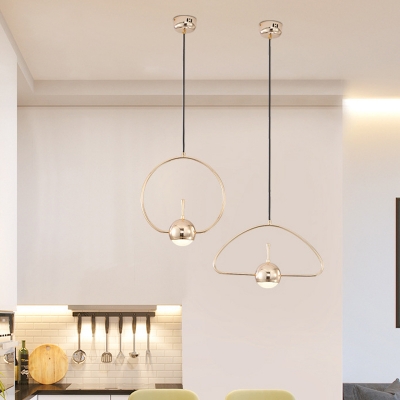 Circle/Triangle/Rectangle Pendant Light Simplicity Metal Rose Gold LED Suspension Lighting with Acrylic Diffuser