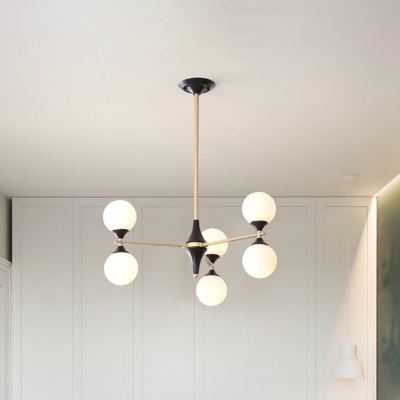 Cream Glass Sanduhr Hanging Lamp Modern 6/8/12-Bulb Gold Branching Chandelier for Living Room