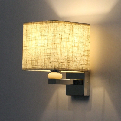 Cube Dining Room Wall Lighting Ideas Fabric 1-Head Modern Wall Mounted Lamp in Beige/Black/Coffee