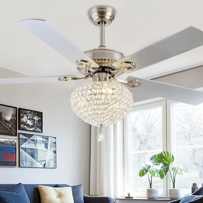 Half-Globe Crystal Ceiling Fan Light Fixture Simple 52