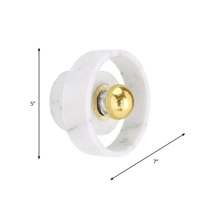 Marble Halo Ring Wall Light Kit Minimalist 1 Head White and Gold Wall Sconce Light Fixture