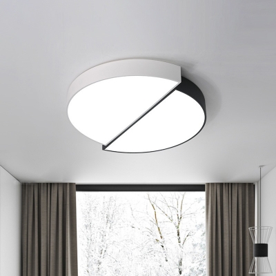 Nordic Double-Semicircle Flushmount Metal Bedroom LED Close to Ceiling Light in Black and White, 11