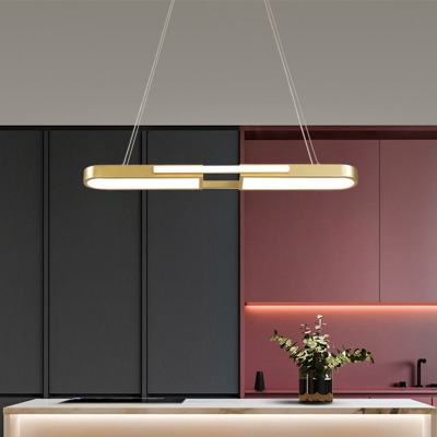 Rectangle Kitchen Bar Drop Pendant Acrylic Modern LED Hanging Island Light in Black/Gold, Warm/White Light