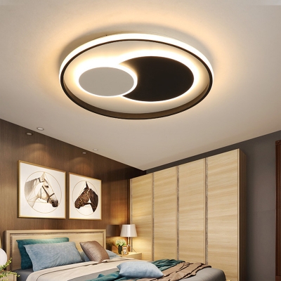 Round/Square/Rectangle LED Ceiling Light Modern Aluminum Bedroom Flush Mount Recessed Lighting in Black, Warm/White Light