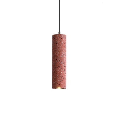 Terrazzo Red/Yellow/Blue Pendulum Light Tubular Loft Style LED Pendant Light Fixture over Dining Table