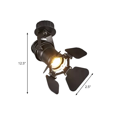 Torch Bistro Flush Mount Spotlight Loft Iron 1 Bulb Black Semi Flush Ceiling Light with Adjustable Handle/Extendable Arm