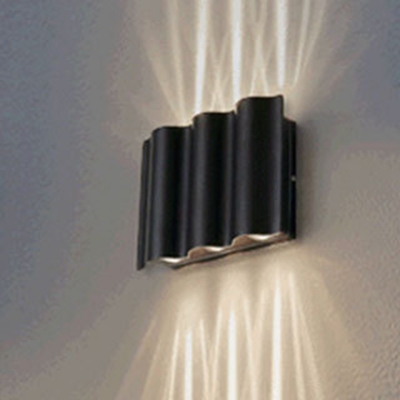Wavy Outdoor Wall Washer Sconce Aluminum 2/4/6-Head Simple LED Wall Lamp in Black, Warm/White Light