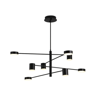 6/8-Head Modern LED Chandelier Black/Gold Branching Hanging Pendant Light with Acrylic Shade