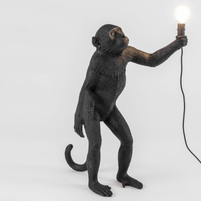 Artistic Jungle Monkey Mini Table Light Resin 1 Head Living Room Nightstand Lamp in Black/White/Gold