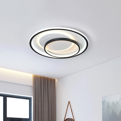 Black Round/Square/Rectangle Flush Light Modernist LED Acrylic Ceiling Mount Lamp in Warm/White Light for Hotel