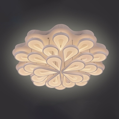 Blossoming Flower Close to Ceiling Lamp Modern Acrylic 6/15/25-Light Bedroom LED Semi Flush Mount in Warm/White Light