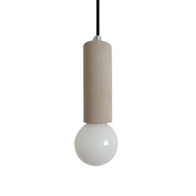 Concrete Tube Pendant Light Fixture Minimalistic 1 Bulb Grey Hanging Ceiling Light