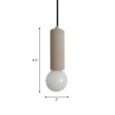 Concrete Tube Pendant Light Fixture Minimalistic 1 Bulb Grey Hanging Ceiling Light