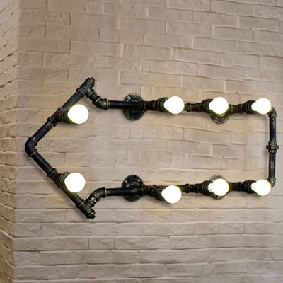 Direction Arrow Beer Club Sconce Light Factory Metal 8 Bulbs Black/Bronze Pipe Wall Mounted Lamp