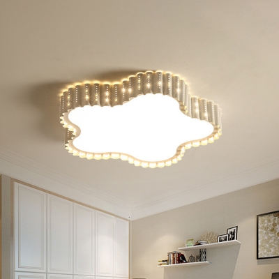 Gold Round/Flower/Square Ceiling Lamp Simple LED Acrylic Flush Mount Light with Pierced Side, Warm/White Light