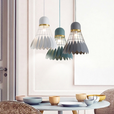 Metal Badminton Ceiling Pendant Decorative 1-Head Black/Grey/Green Hanging Lamp Kit for Dining Room