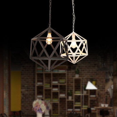 Metallic Black Ceiling Hang Lamp Geometric Single-Bulb Industrial Pendant Lighting Fixture, 14
