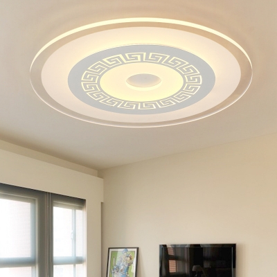 Minimalistic LED Flushmount Ceiling Lamp White Round/Square/Rectangle Patterned Flush Light with Acrylic Shade, Small/Large