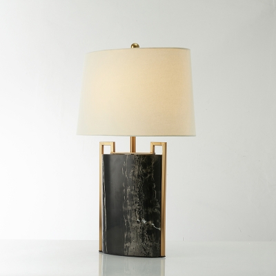 Oval Marble Nightstand Lamp Postmodern 1-Light 15