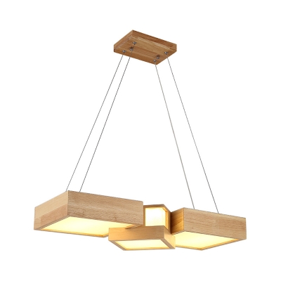 Rectangle Dining Room Pendant Lamp Wood 24.5