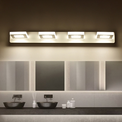 Round/Square Rotatable LED Vanity Lamp Minimalism Acrylic 2/4 Lights Bathroom Wall Mount Light in Warm/White Light