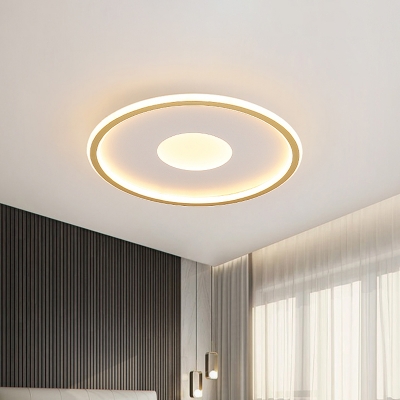 Thinnest Concentric Round Ceiling Flush Minimal Acrylic Bedroom LED Flush Light Fixture in Gold/Black, 12
