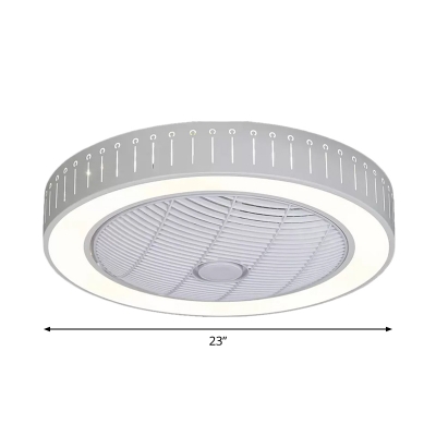 White Hollowed out Round Ceiling Fan Lighting Modern 23