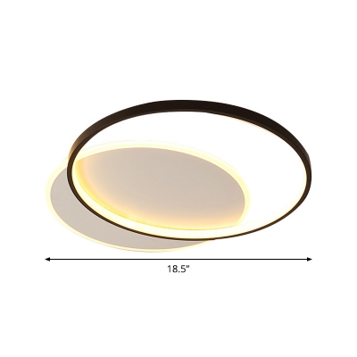 Acrylic Dual-Square/Round Flush Light Fixture Modernist Black LED Close to Ceiling Lighting in Warm/White Light